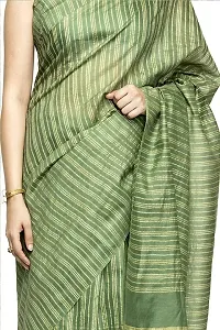 Naz Boutique Bhagalpuri Handloom Women's Cotton Art Silk Striped Saree Simple And Sober Saree With Running Blouse Light Weight Free Size 6.5 Meters Including Blouse (Green)-thumb4