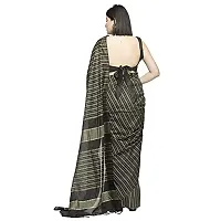 Naz Boutique Bhagalpuri Handloom Women's Cotton Art Silk Striped Saree Simple And Sober Saree With Running Blouse Light Weight Free Size 6.5 Meters Including Blouse (Black)-thumb2