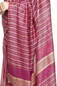 Naz Boutique Bhagalpuri Handloom Women's Cotton Art Silk Striped Saree Simple And Sober Saree With Running Blouse Light Weight Free Size 6.5 Meters Including Blouse (Jamuni Baigni)-thumb3