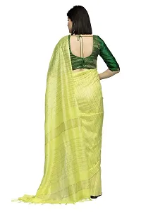 Naz Boutique Bhagalpuri Handloom Women's Cotton Art Silk Striped Saree Simple And Sober Saree With Running Blouse Light Weight Free Size 6.5 Meters Including Blouse Light Green)-thumb2