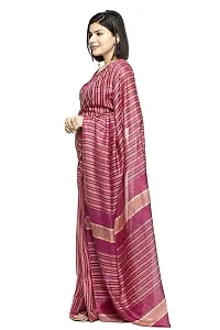 Naz Boutique Bhagalpuri Handloom Women's Cotton Art Silk Striped Saree Simple And Sober Saree With Running Blouse Light Weight Free Size 6.5 Meters Including Blouse (Jamuni Baigni)-thumb1