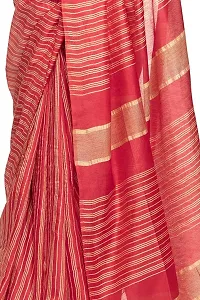 Naz Boutique Bhagalpuri Handloom Women's Cotton Art Silk Striped Saree Simple And Sober Saree With Running Blouse Light Weight Free Size 6.5 Meters Including Blouse (Red)-thumb3