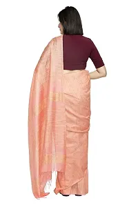 Naz Boutique Bhagalpuri Handloom Women's Cotton Art Silk Striped Saree Simple And Sober Saree With Running Blouse Light Weight Free Size 6.5 Meters Including Blouse (Gajri Pink)-thumb2