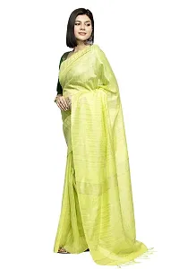 Naz Boutique Bhagalpuri Handloom Women's Cotton Art Silk Striped Saree Simple And Sober Saree With Running Blouse Light Weight Free Size 6.5 Meters Including Blouse Light Green)-thumb1