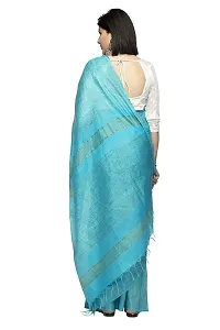 Naz Boutique_ Bhagalpuri Handloom Women's Cotton Art Silk Striped Saree Simple And Sober Saree With Running Blouse Light Weight Free Size 6.5 Meters Including Blouse (Sky Blue)-thumb2