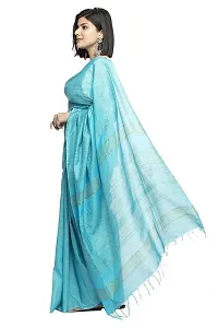 Naz Boutique_ Bhagalpuri Handloom Women's Cotton Art Silk Striped Saree Simple And Sober Saree With Running Blouse Light Weight Free Size 6.5 Meters Including Blouse (Sky Blue)-thumb1