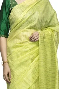 Naz Boutique Bhagalpuri Handloom Women's Cotton Art Silk Striped Saree Simple And Sober Saree With Running Blouse Light Weight Free Size 6.5 Meters Including Blouse Light Green)-thumb3