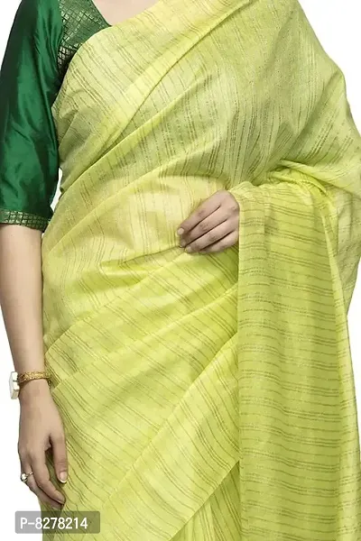 Naz Boutique Bhagalpuri Handloom Women's Cotton Art Silk Striped Saree Simple And Sober Saree With Running Blouse Light Weight Free Size 6.5 Meters Including Blouse Light Green)-thumb4