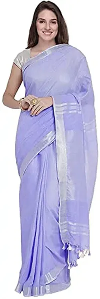 KNB Naz Boutique Bhagalpuri Handloom Women's Cotton Linen Simple And Sober Very Nice Saree With Running Blouse Free Size 6.5 Meter Including Blouse(Light Purple)-thumb4