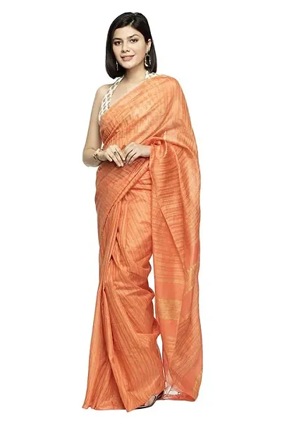 BENGAL HANDLOOM Women's Woven Saree With Blouse Piece (BHMLML1_Grey)