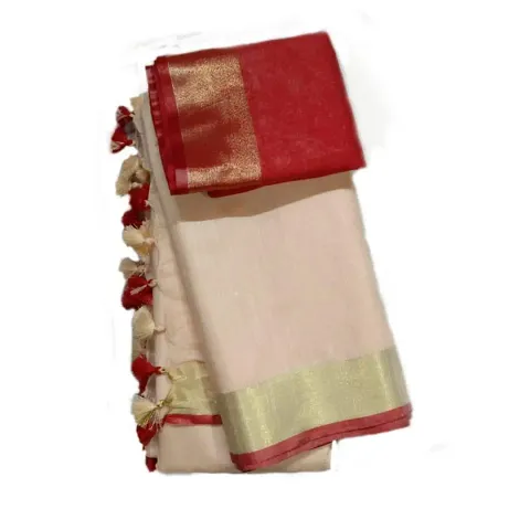 Stunning Linen Sarees With Blouse Piece