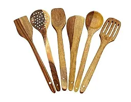 Bros Moon Pariwoods Wooden Handmade Kitchen Cooking Spatula Non Stick Serving Set of 7, Brown-thumb1