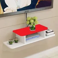 Bros Moon Wooden Set Top Box Wall Shelf/Holder/Wall Mount Showpieces | Big Size | Made in IndiaLiving Room, Pooja Room, Mandir, TV Unit, Wall, Books, TV Stand (White,Red, Design One)-thumb1
