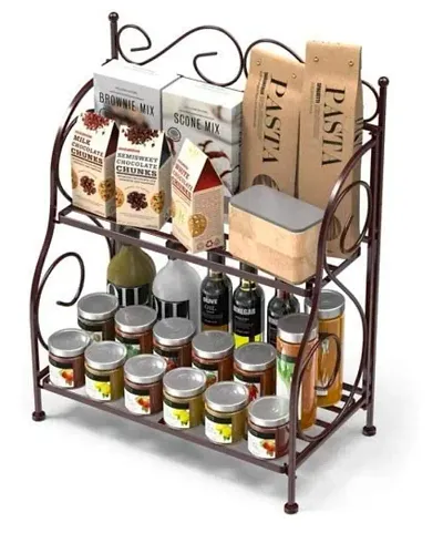 DecoreSany Elegant Iron Spice Shelf Rack |Pots Rack | Utensil Rack |Pan Rack for organizing Kitchen | Organizer Multipurpose (12 Inches, BLACK)