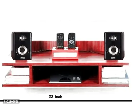 Bros Moon Wooden Set Top Box Wall Shelf/Holder/Wall Mount | for Set Top Box as Well as Showpieces | Big Size | Living Room, Pooja Room, Mandir, TV Unit (Red, Elegant 1)-thumb0