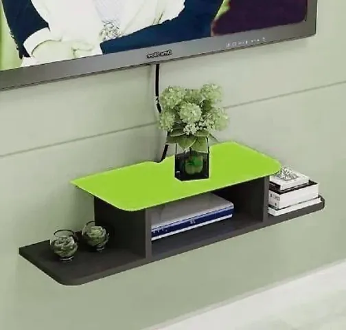 Bros Moon Wooden Set Top Box Wall Shelf/Holder/Wall Mount Showpieces | Big Size | Made in IndiaLiving Room, Pooja Room, Mandir, TV Unit, Wall, Books, TV Stand (Black,Green, Design One)