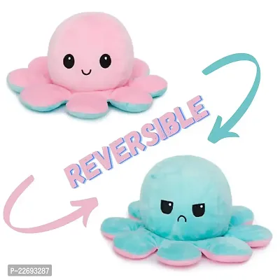 DecoreSany Ultrasoft Cuddly Toy Plush Reversible Mini Octopus Stuffed Toy To Show Mood Without Sayin A Word For Kids|Octopus Soft Toy For Kids Girls  Boyz|Octopus Plushie ( Blue Pink|Single Toy )