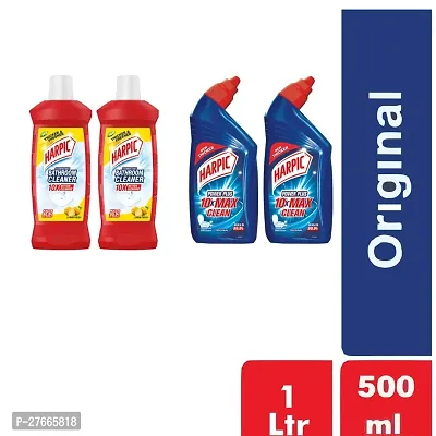 Harpic Disinfectant Toilet Cleaner Liquid, Original - 500ML with New Thicker Bathroom Cleaner - 500ML (Pack of 4)-thumb0