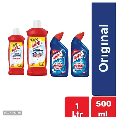 Harpic Disinfectant Toilet Cleaner Liquid, Original - 500ML  1L with New Thicker Bathroom Cleaner - 500ML (Pack of 4)-thumb0