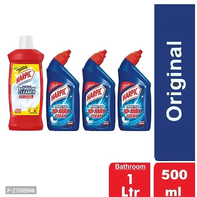 Harpic Disinfectant Toilet Cleaner Liquid, Original 500Ml with New Thicker Bathroom Cleaner - 1L  500ML (Pack of 4)-thumb0