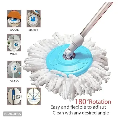 Useful Sweeper Spin Mop Stick Rod Only Without Bucket with 1 Microfiber Refill-thumb3