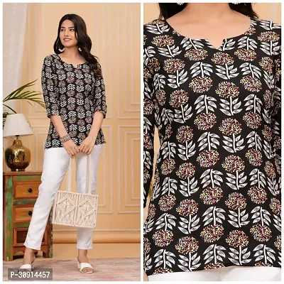 Beautiful Rayon Heavy Jaipuri Printed Tunic Top For Women-thumb0