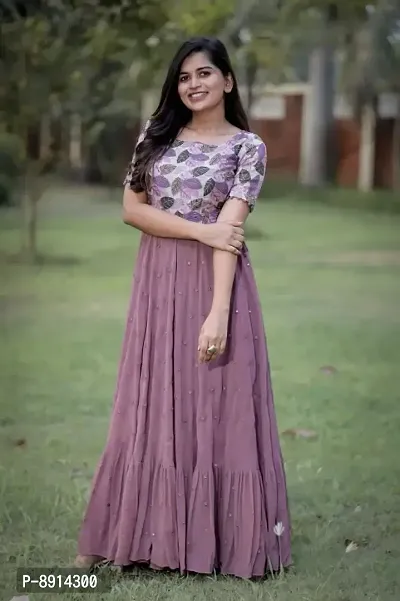 Long Purple Flared Dress