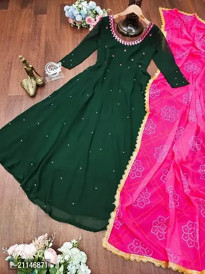 Green colored Georgette Gown-thumb4