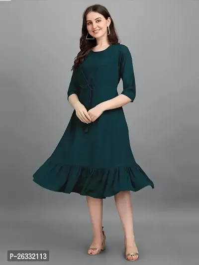 Classic American Crepe Solid Dress for Women