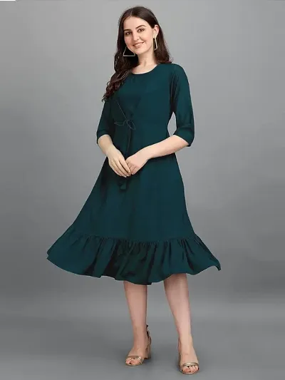 Classic American Crepe Solid Dress for Women