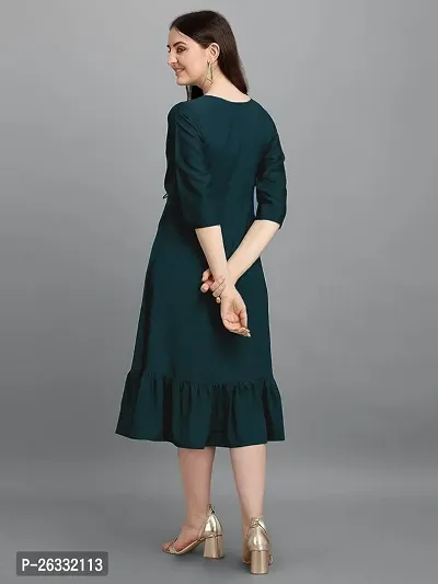 Classic American Crepe Solid Dress for Women-thumb2