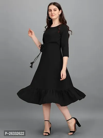 Classic American Crepe Solid Dress for Women-thumb0