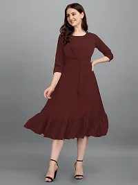 Classic American Crepe Solid Dress for Women-thumb1