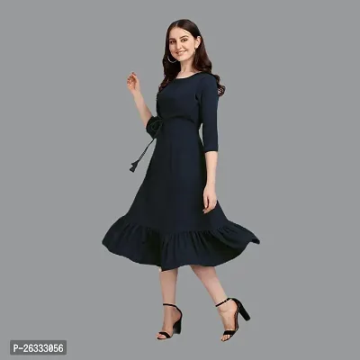 Classic American Crepe Solid Dress for Women-thumb0