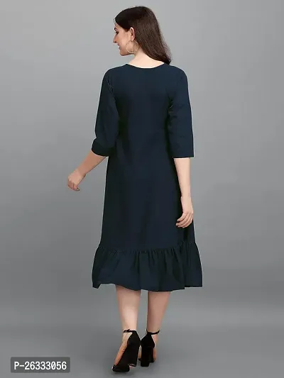 Classic American Crepe Solid Dress for Women-thumb2