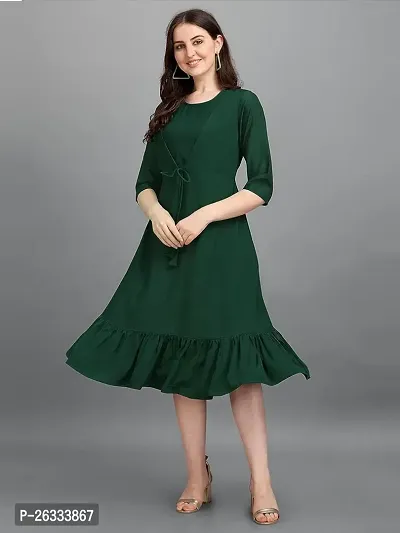 Classic American Crepe Solid Dress for Women-thumb0