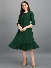 Classic American Crepe Solid Dress for Women-thumb2