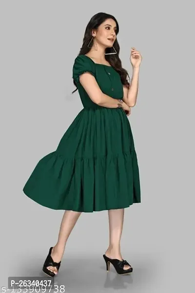 Green Coloured crep Dresses