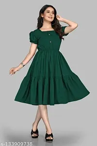 Green Coloured crep Dresses-thumb1