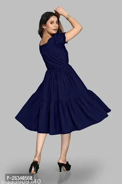 Blue colored Crep Dresses-thumb2