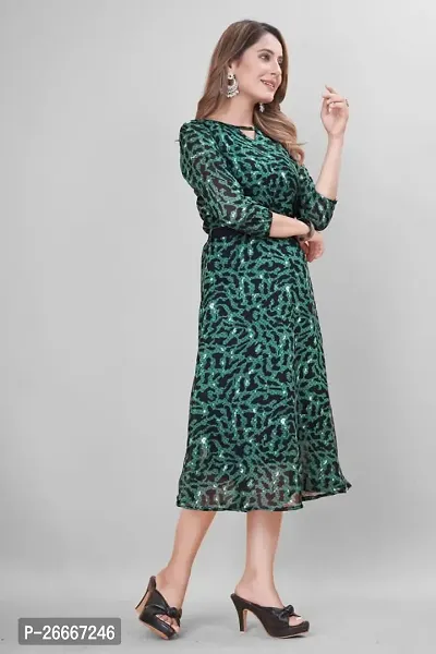 Green coloured Georgette maxi Gown-thumb2