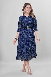 Blue Coloured Georgette maxi dress For Women-thumb1