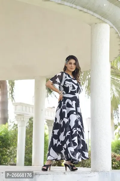 Black coloured Georgette maxi Gown-thumb0