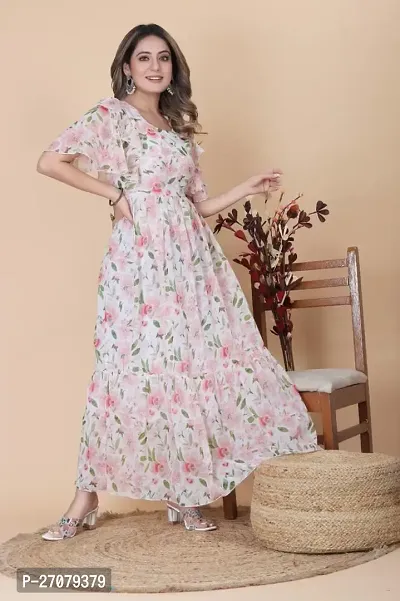 Pink coloured Georgette maxi Gown-thumb0