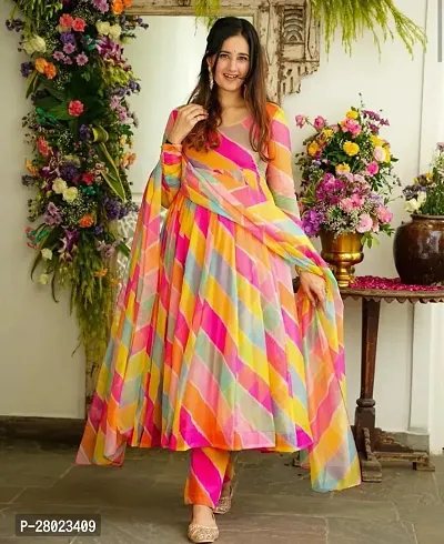 Multicolored Georgette maxi Gown-thumb0