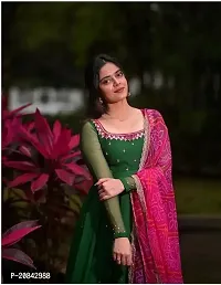 Green coloured Georgette Gown with Dupatta-thumb1