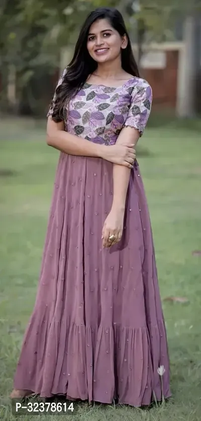 Purple coloured Georgette maxi Gown-thumb0