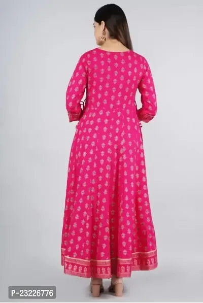 Shree Shyam Fashion Womens Printed Rayon Anarkali Kurta for Girls Casual Wear (XXX-Large, Red)-thumb2