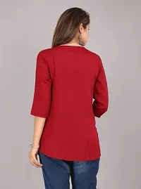 Shree Shyam Fashion Womens Rayon Embroidered Regular Fit Short Kurti/Top (X-Large, Red)-thumb1
