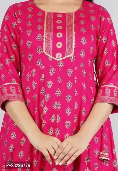 Shree Shyam Fashion Womens Printed Rayon Anarkali Kurta for Girls Casual Wear (XXX-Large, Red)-thumb4